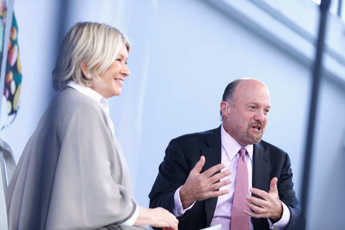 Jim Cramer's net worth: Martha Stewart and Jim Cramer speak during the Martha Stewart American Made Summit in 2016