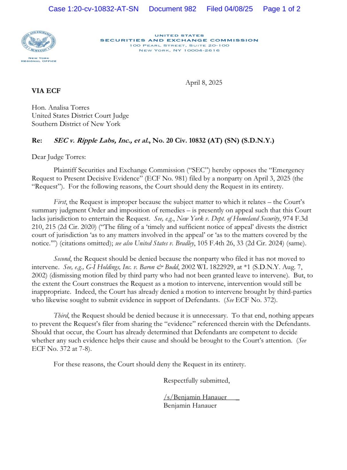 Ripple lawsuit heats up as SEC pushes back on new filing - TheStreet Crypto:  Bitcoin and cryptocurrency news, advice, analysis and more