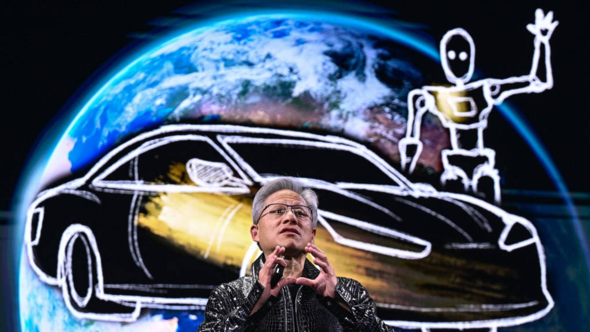 Nvidia CEO Jensen Huang discusses artificial intelligence during a keynote at CES 2025.