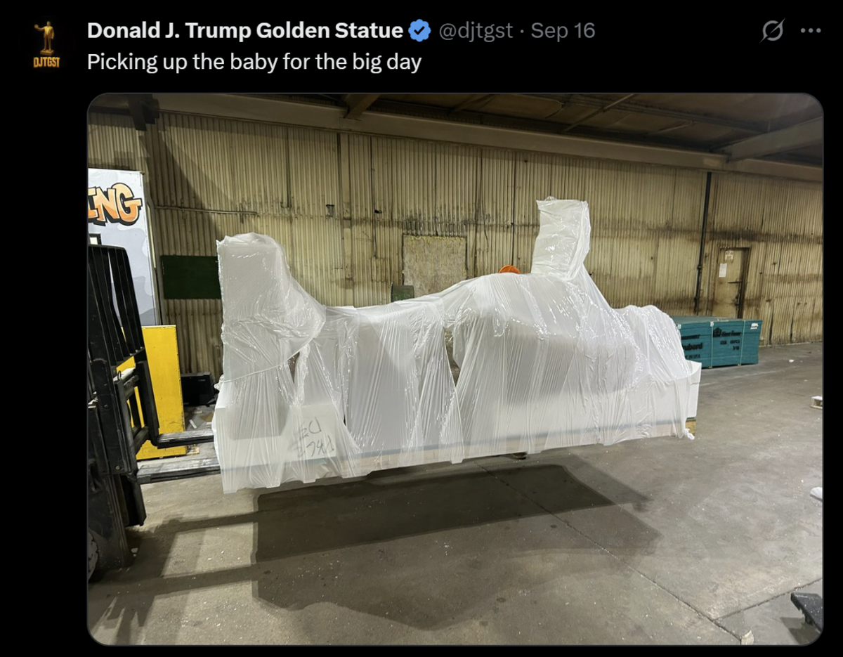 Someone just unveiled Trump holding Bitcoin statue outside US Capitol -  TheStreet Crypto: Bitcoin and cryptocurrency news, advice, analysis and more