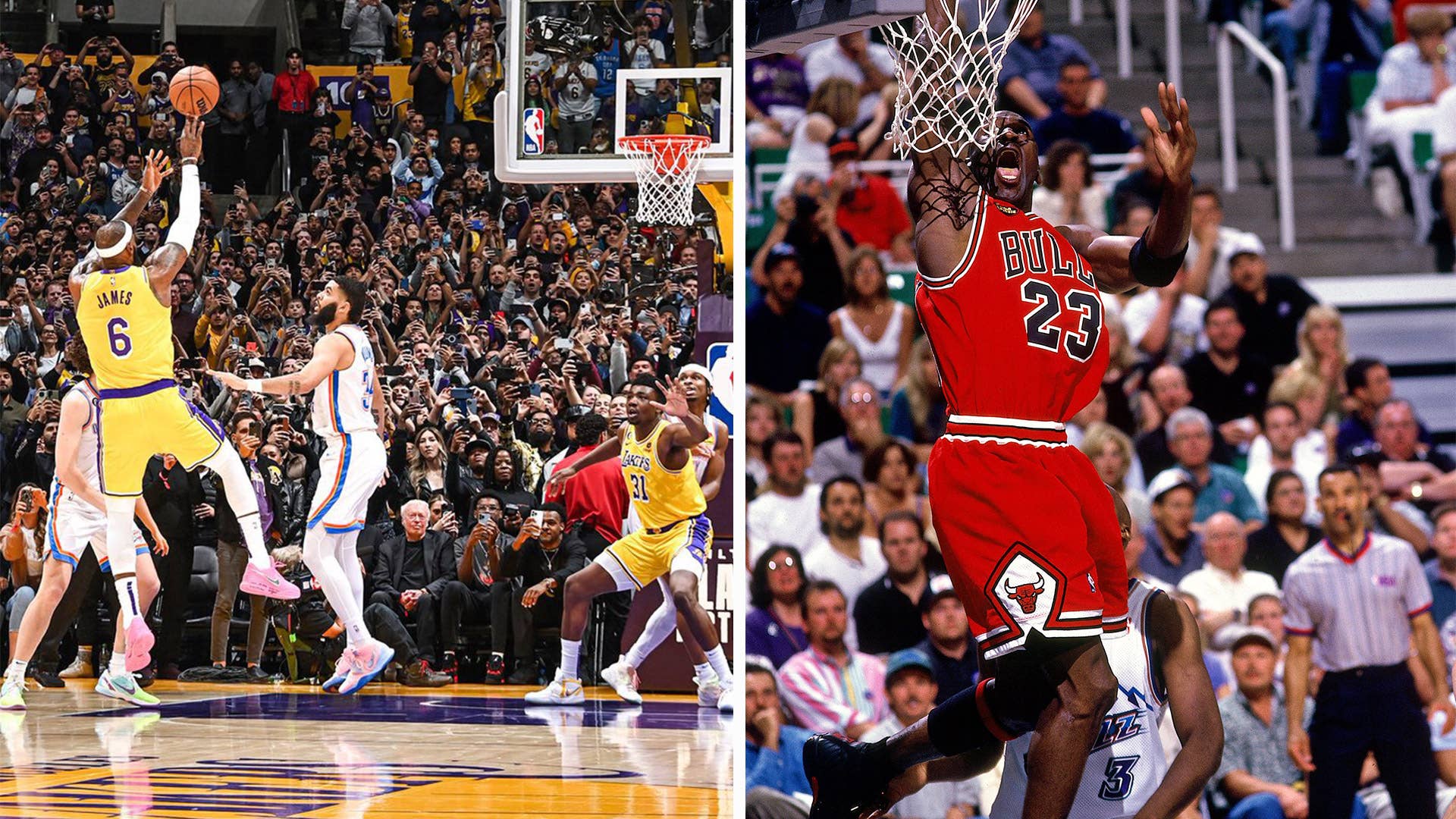 Pebron Photos of Michael Jordan, Lebron James Hitting Iconic Shots Highlight ...