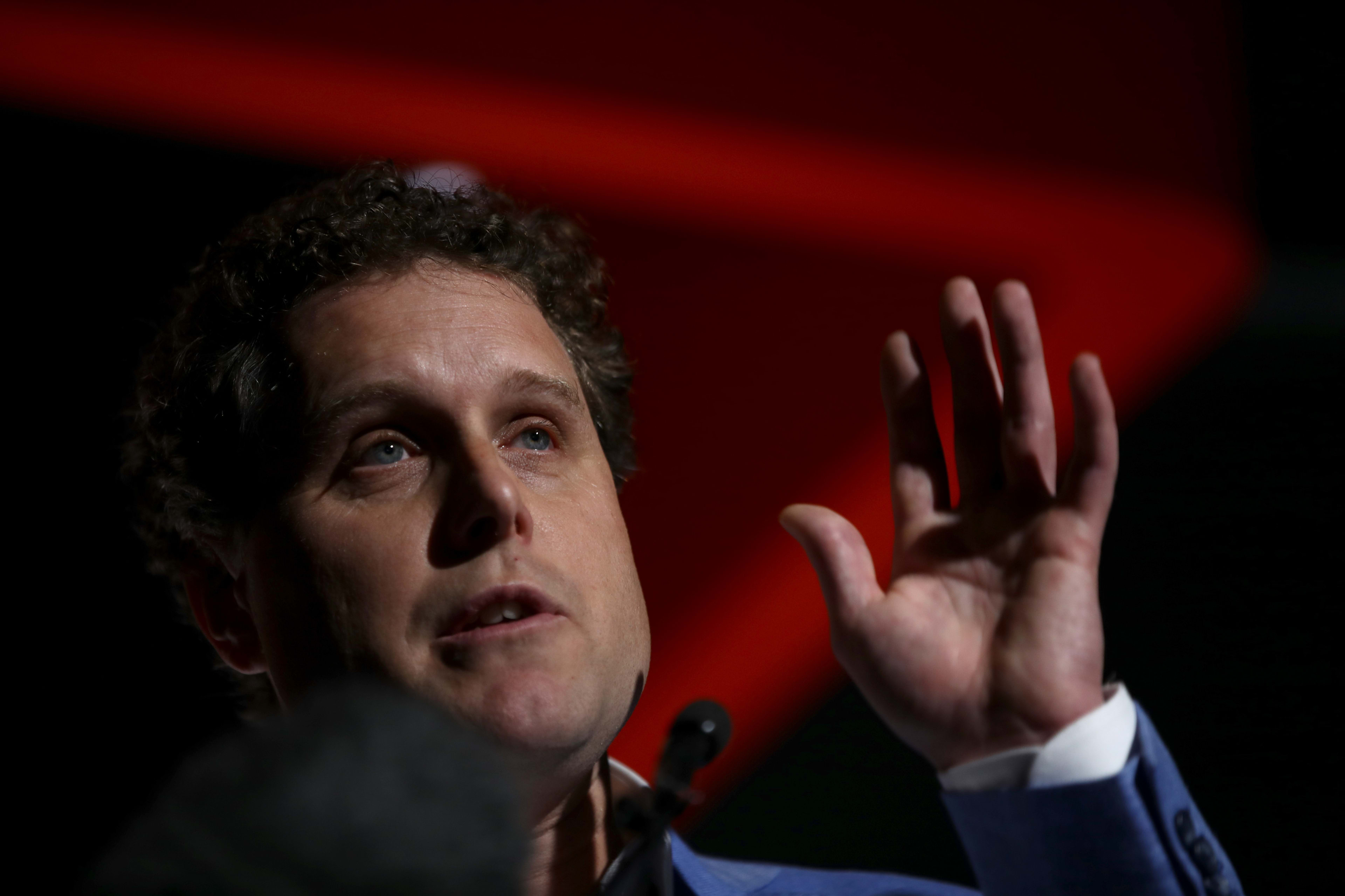 AUCKLAND, NEW ZEALAND - OCTOBER 12:  Rocket Lab CEO Peter Beck speaks during the opening of the new Rocket Lab factory on October 12, 2018 in Auckland, New Zealand. The new building includes a new Mission Control Centre, which will oversee launches from Rocket Lab's Mahia Peninsula launchpad and chief executive Peter Beck says 16 flights are planned for next year.  (Photo by Phil Walter/Getty Images)