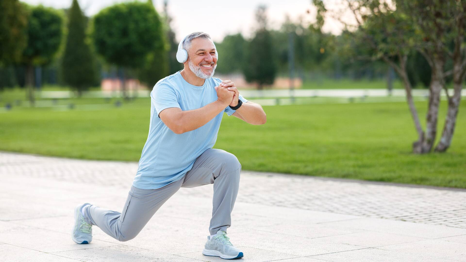 Retired man exercising - lead