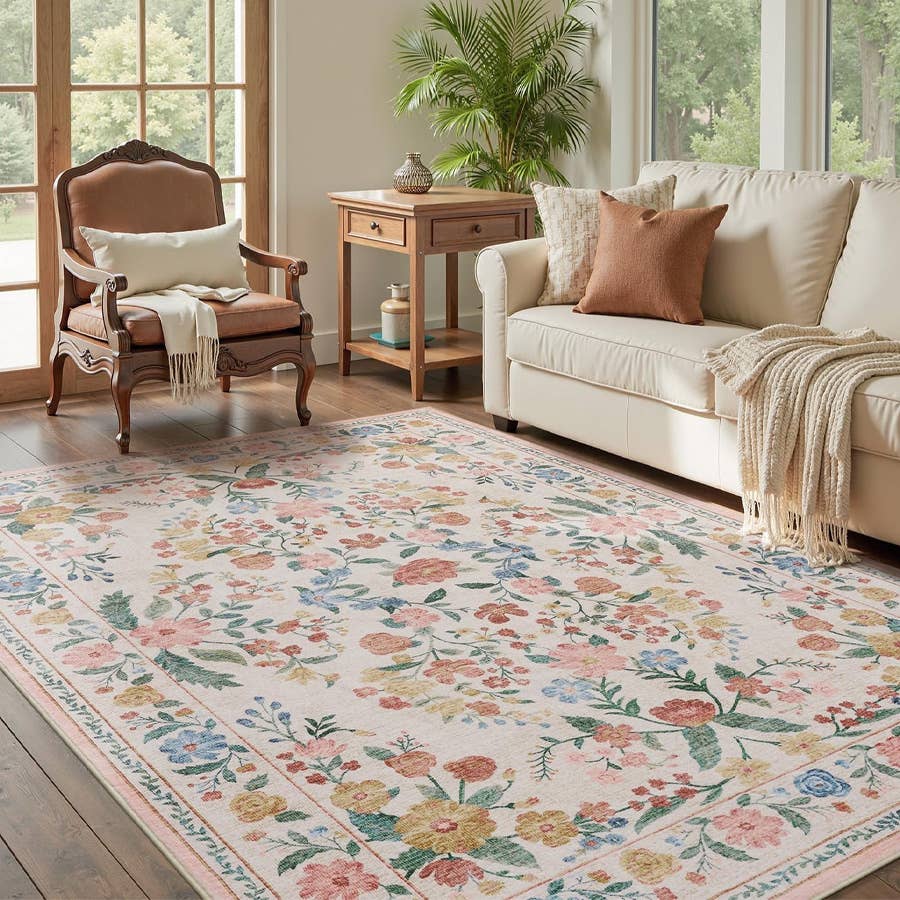 Amazon is selling a floral vintage-inspired area rug for $35 - TheStreet